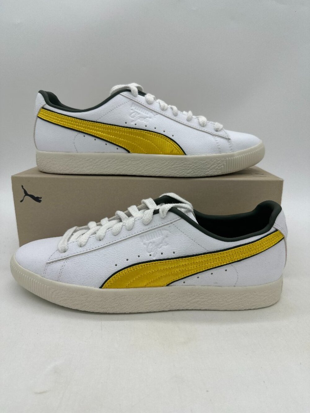 Puma Clyde Men's Size 12 White Yellow Athletic Shoes 394684 02